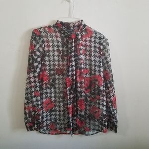 ZARA | NWOT Red and Black Sheer Top